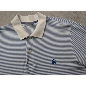 Brooks Brothers 1818 Performance Polo Shirt Mens Medium Blue Stripe Slim Fit